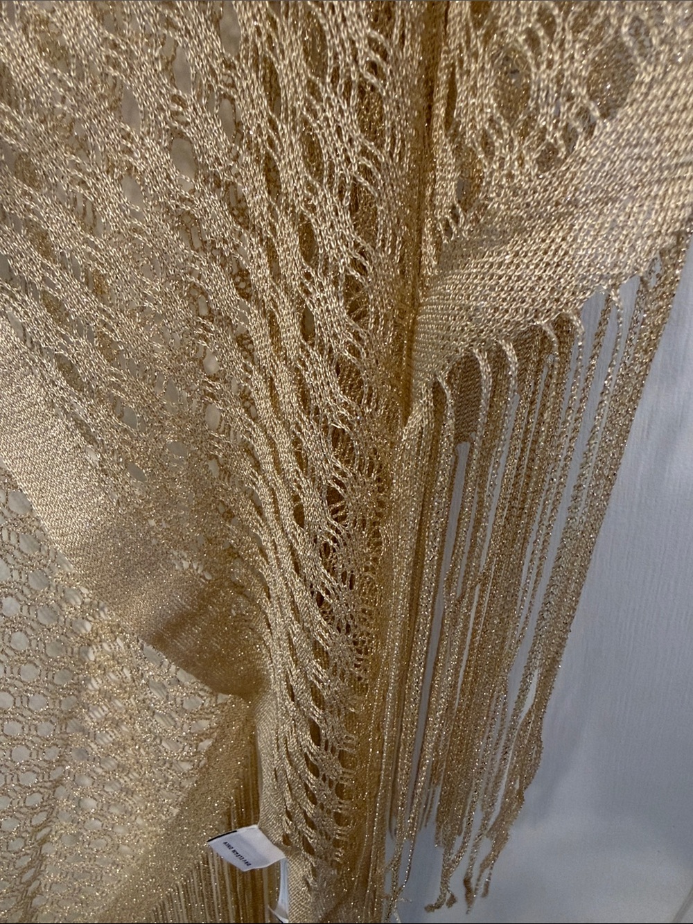 Talbots Metallic Gold Knit Scarf with Fringe - Picture 5 of 6